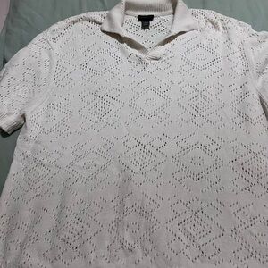 H&M Cream Textured Polo Shirt